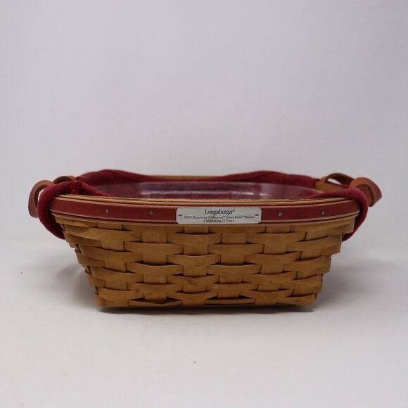 Longaberger Christmas Collection Silver Bells Basket w Liner, Protector - Picture 1 of 3